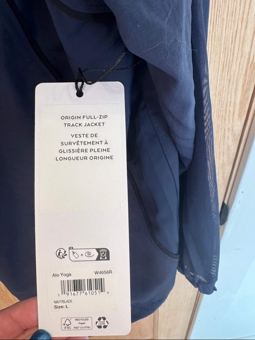 ALO Yoga Navy and Black Origin Full-Zip Track Jacket - Picture 2 of 5